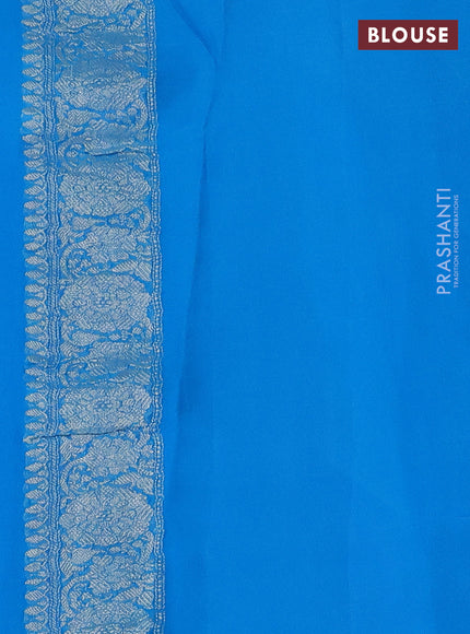 Pure banarasi chiffon silk saree lavender and cs blue with silver zari woven buttas and silver zari woven border