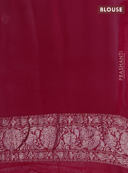 Pure banarasi chiffon silk saree grey and pink with silver zari woven buttas and silver zari woven border