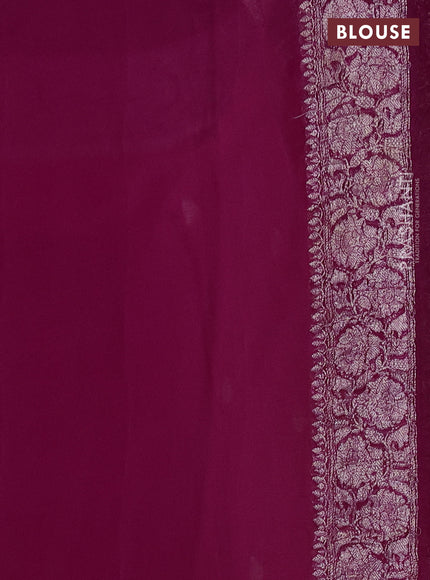 Pure banarasi chiffon silk saree light pink and purple with silver zari woven buttas and silver zari woven border