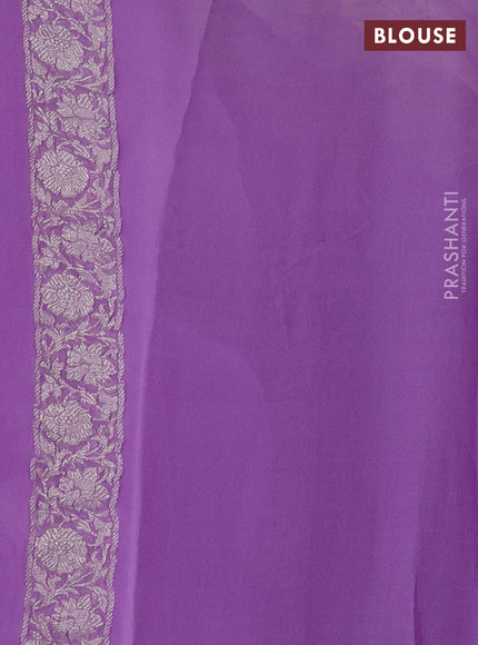 Pure banarasi chiffon silk saree violet and lavender with silver zari woven buttas and silver zari woven border