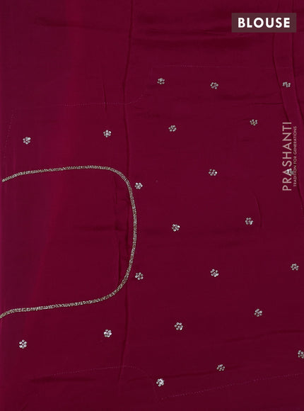 Crepe saree pink with beaded work and embroidery pallu