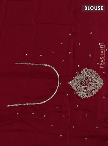 Banarasi silk saree red with plain body and embroidery pallu