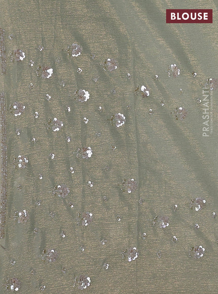 Crush tissue saree pista green with beaded work