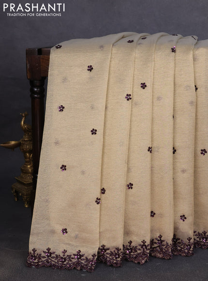 Crush tissue saree beige with allover sequin work