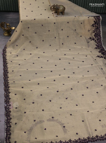 Crush tissue saree beige with allover sequin work