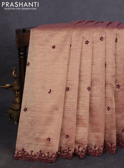 Crush tissue saree maroon with allover sequin work