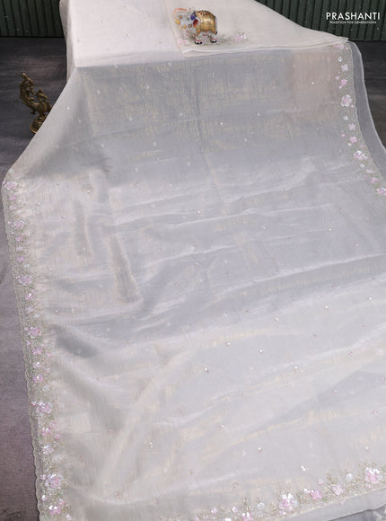 Crush tissue saree cream with allover sequin work