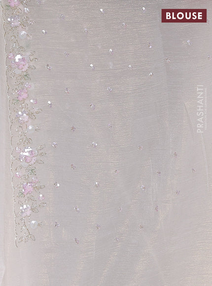 Crush tissue saree cream with allover sequin work