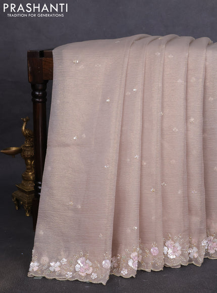 Crush tissue saree grey with allover sequin work