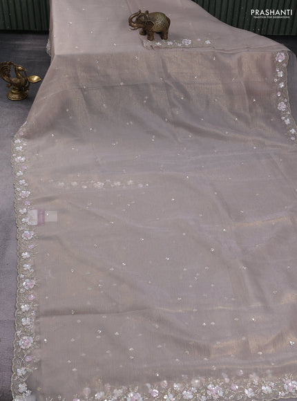 Crush tissue saree grey with allover sequin work