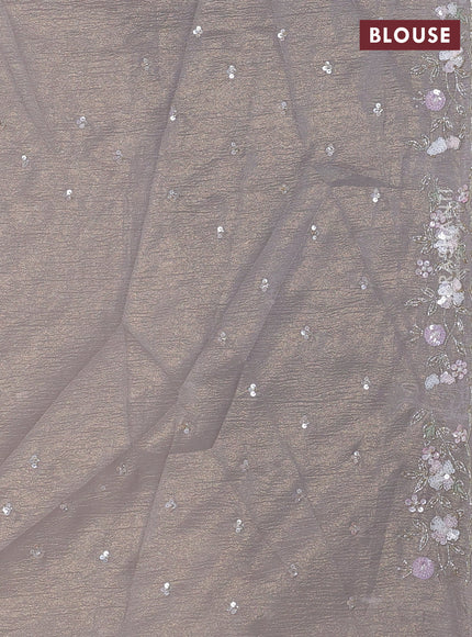 Crush tissue saree grey with allover sequin work