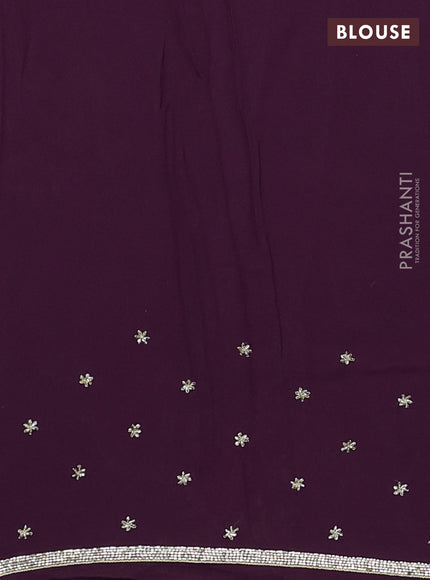 Georgette saree deep wine with allover embroidery work