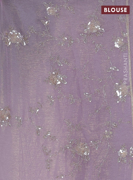 Crush tissue saree lavender with beaded work