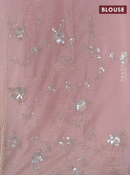 Crush tissue saree peach shade with beaded work