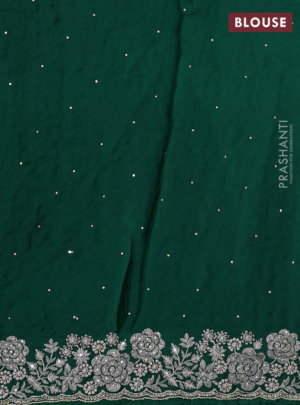 Crepe saree green with allover embroidery