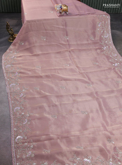 Crepe saree green with allover embroidery