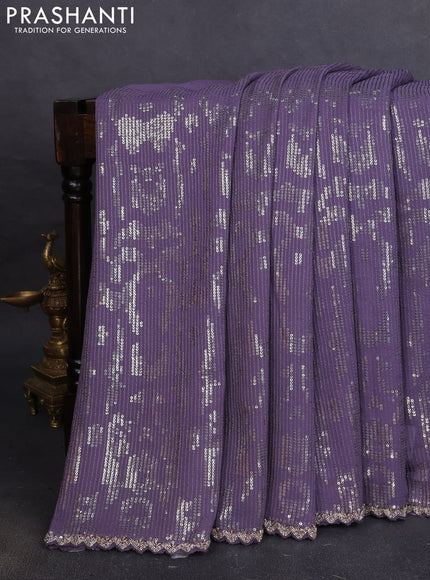Georgette saree pastel lavender with allover sequin work
