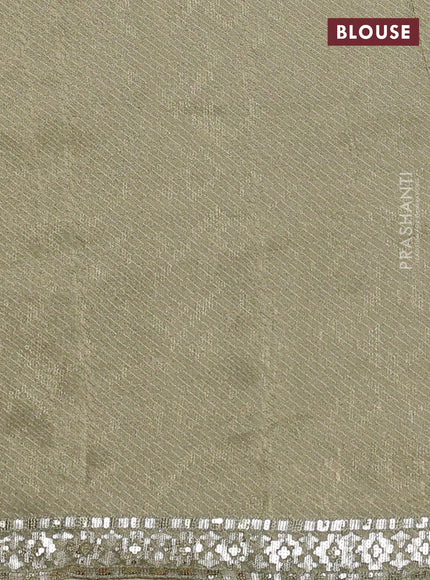 Banarasi silk saree pista green with allover sequin work