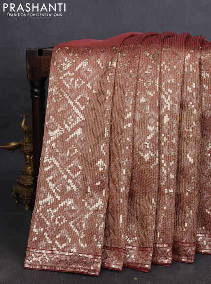 Banarasi silk saree maroon with allover sequin work