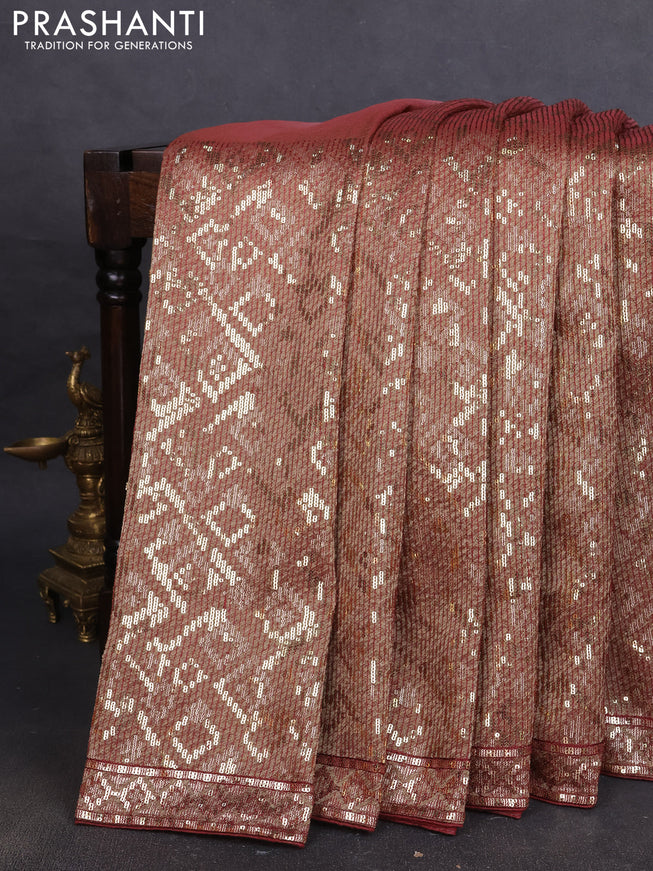 Banarasi silk saree maroon with allover sequin work