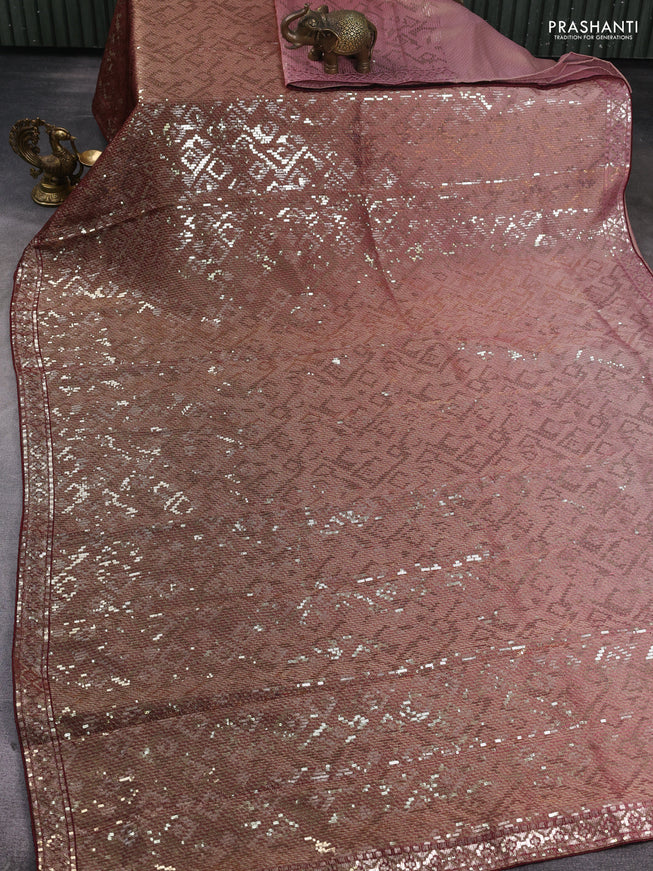 Banarasi silk saree maroon with allover sequin work