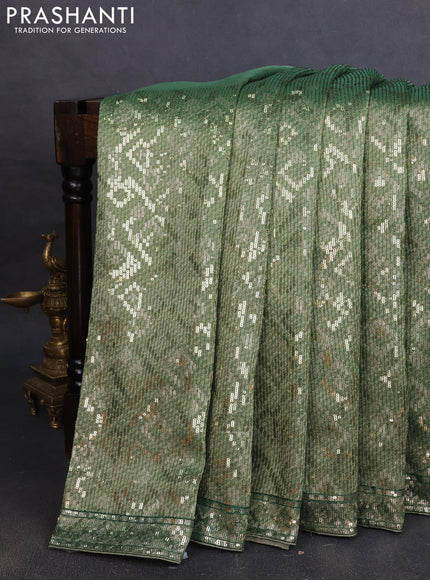 Banarasi silk saree green with allover sequin work