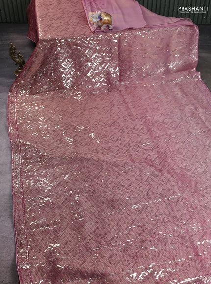 Banarasi silk saree pink with allover sequin work