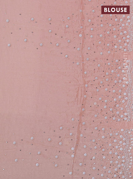 Crepe saree mild peach with beaded work