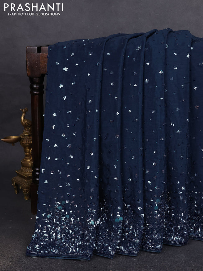 Crepe saree peacock blue with allover sequin work