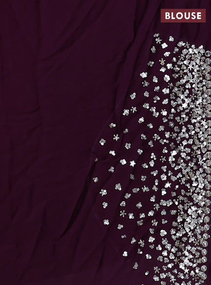 Crepe saree deep purple with allover sequin work