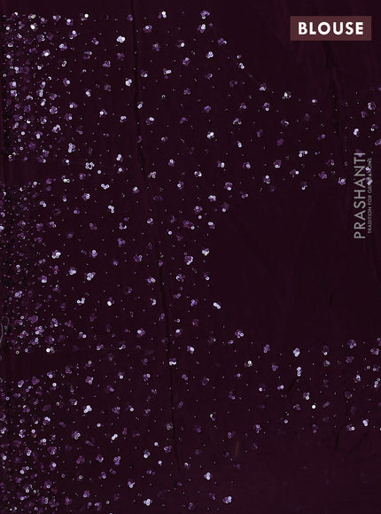 Crepe saree deep purple with allover sequin work