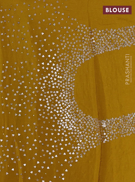 Crepe saree mustard yellow with allover sequin work