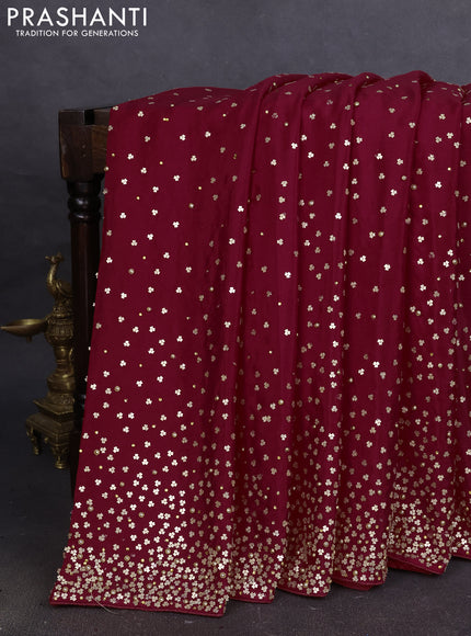 Crepe saree red with allover sequin work