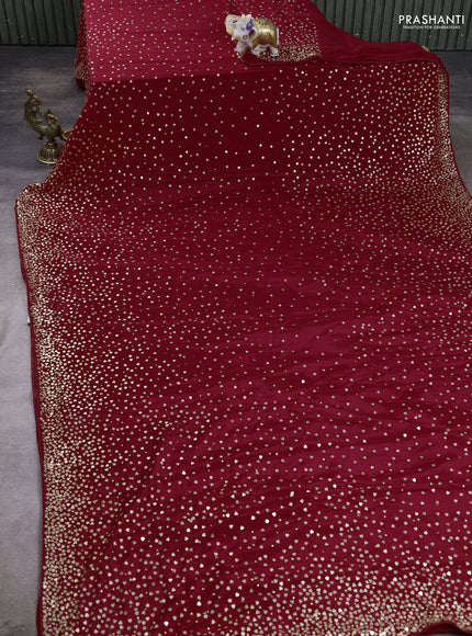 Crepe saree red with allover sequin work