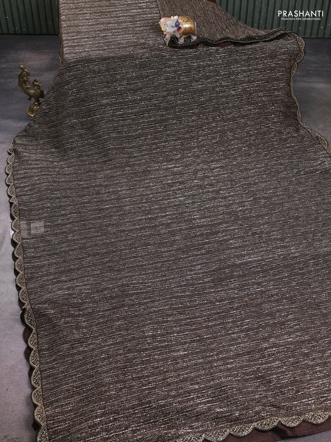 Tissue saree brown with zari weaving