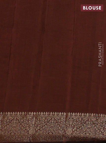Chiniya silk saree orange and brown with woven buttas and zari woven border