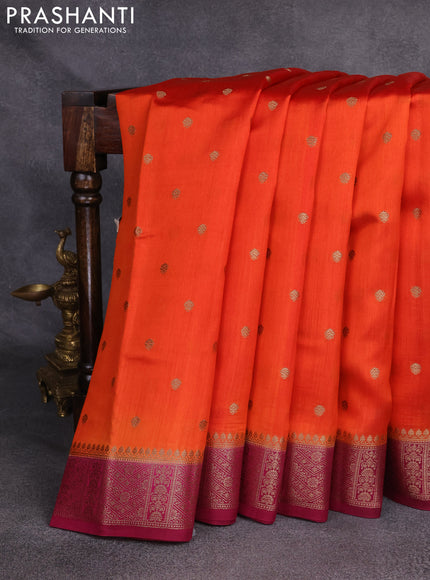 Chiniya silk saree orange and purple with woven buttas and zari woven border