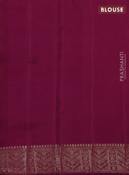 Chiniya silk saree green and purple with woven buttas and zari woven border