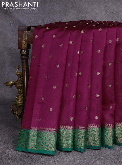 Chiniya silk saree purple and green with woven buttas and zari woven border
