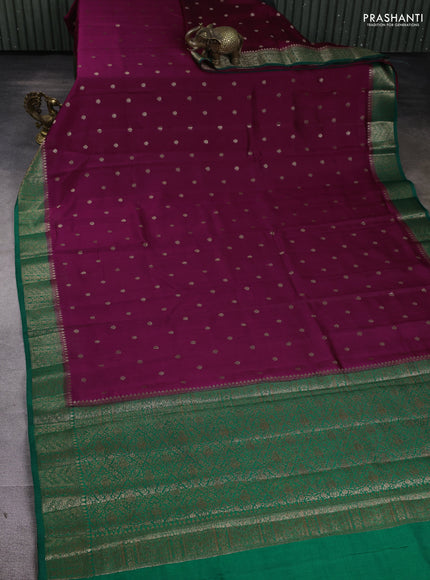 Chiniya silk saree purple and green with woven buttas and zari woven border