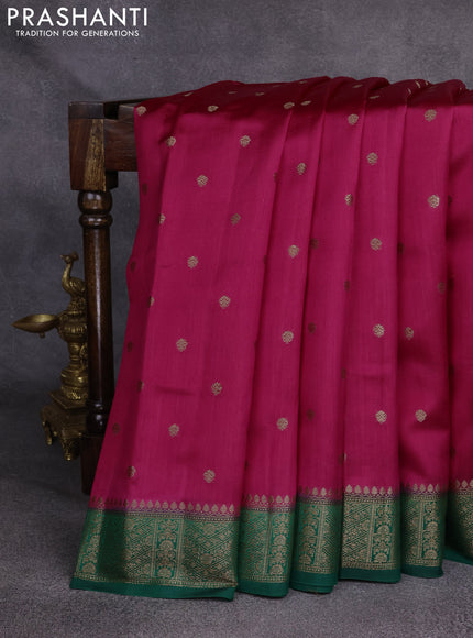 Chiniya silk saree pink and green with woven buttas and zari woven border