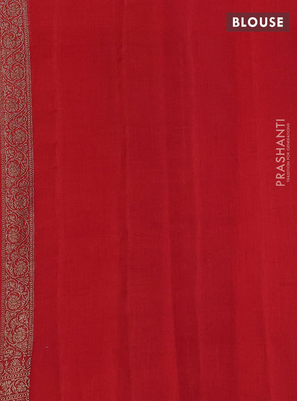 Chiniya silk saree peacock blue and red with woven buttas and zari woven border