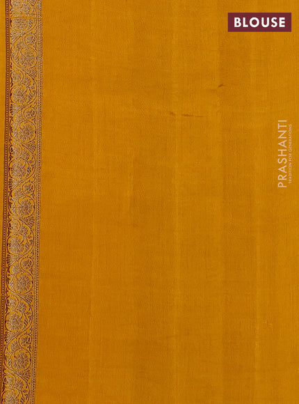 Chiniya silk saree brown and mustard yellow with woven buttas and zari woven border