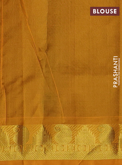 Silk cotton saree deep maroon and mustard yellow with plain body and zari woven border