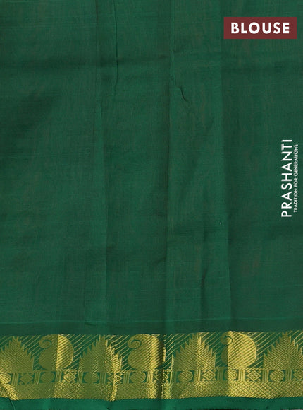 Silk cotton saree maroon and green with plain body and zari woven border