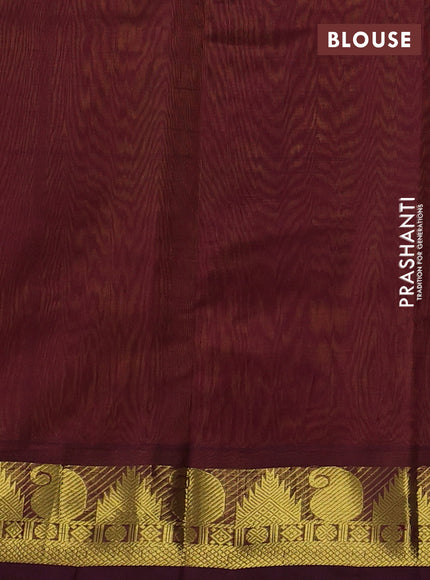 Silk cotton saree sunset orange and deep maroon with plain body and zari woven border