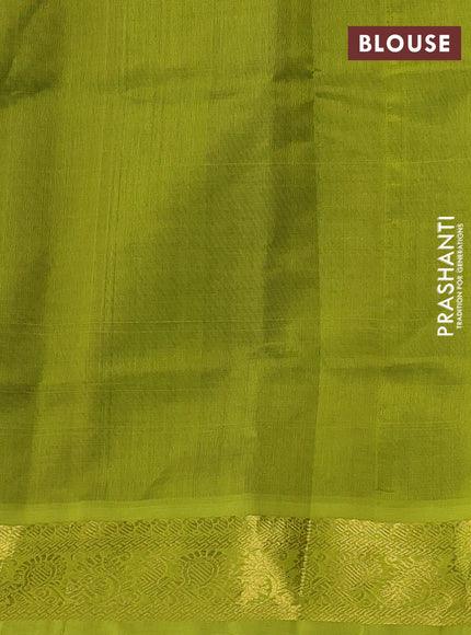 Silk cotton saree violet and light green with plain body and zari woven border