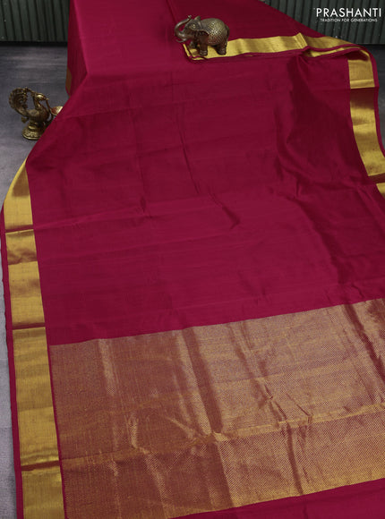 Silk cotton saree pink with plain body and zari woven border