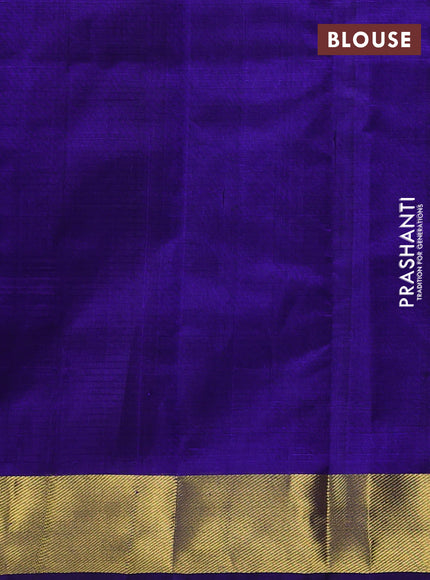 Silk cotton saree blue with plain body and zari woven border