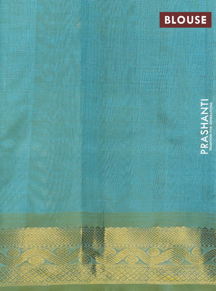 Silk cotton saree multi colour and teal blue with allover paalum pazhamum checks & buttas and zari woven border